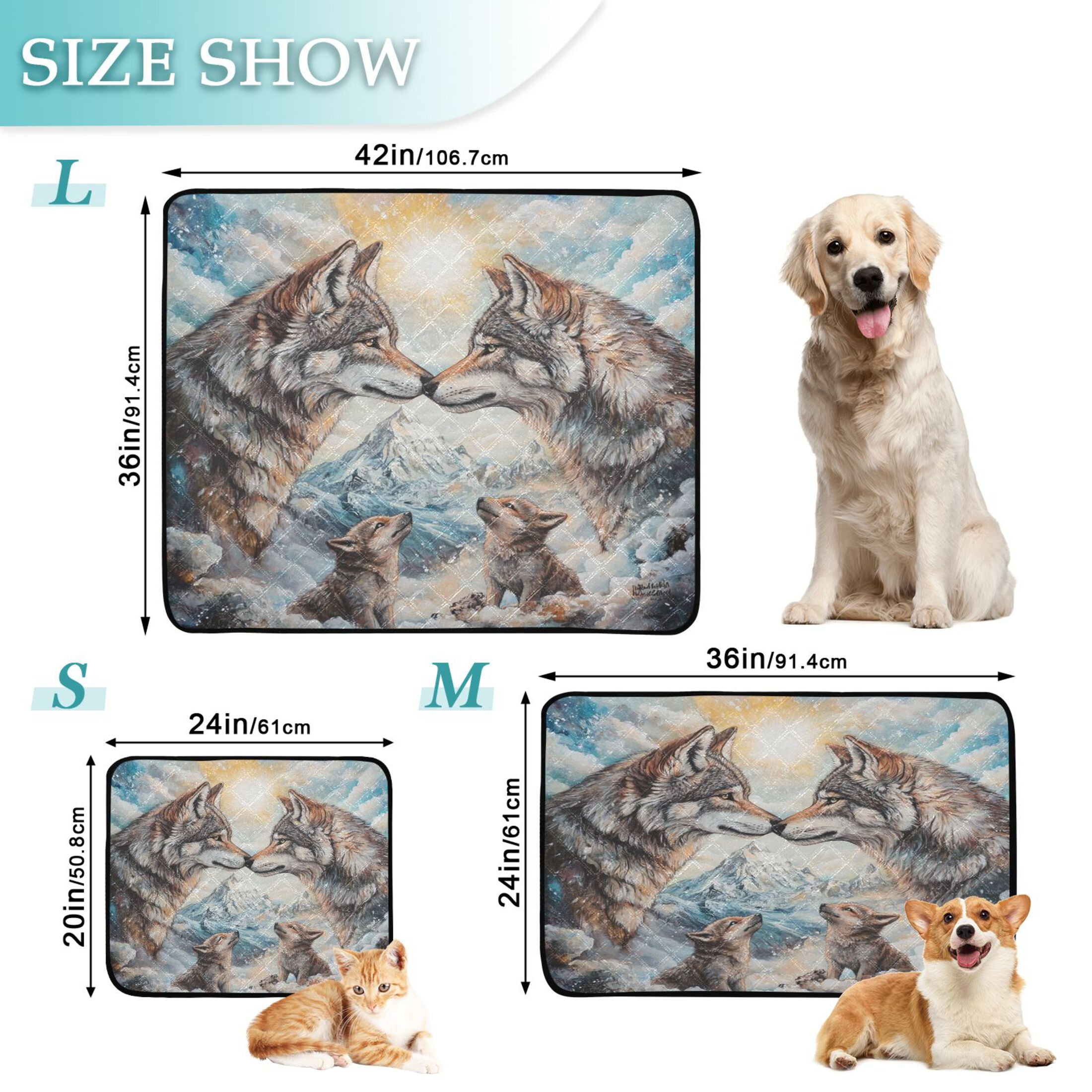 Qxltty Two Wolf Kings Cat litter Pads Pet Set of 3 Diaper Mats Center Anti-leakage Layer Absorbent Soft and Comfortable