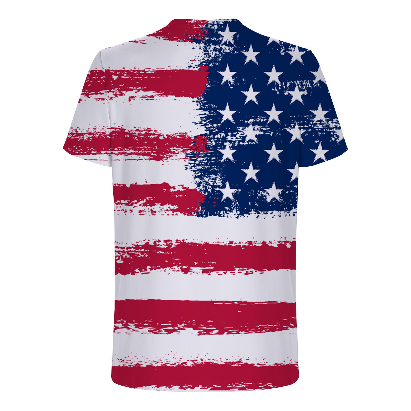 JUUYY Mens Summer Casual Popular Independence Day Round Neck Digital Flag  Printing Pullover Fitness Sports Short Sleeve T Shirt Blouse White XL 