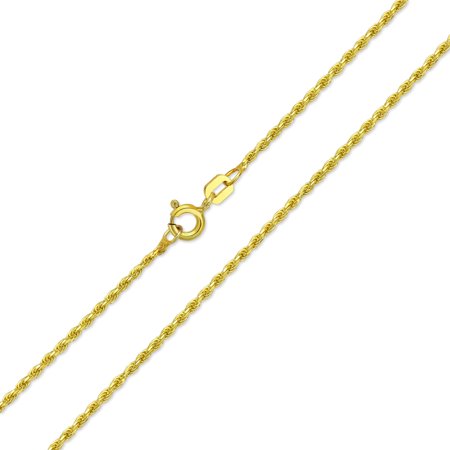 14kt Gold Plated Rope Chain 2MM 030 Gauge Strong 14K Gold Plated 925 Sterling Silver Rope Link Chain Necklace For Women Made In Italy 16 20 24 Inch ()