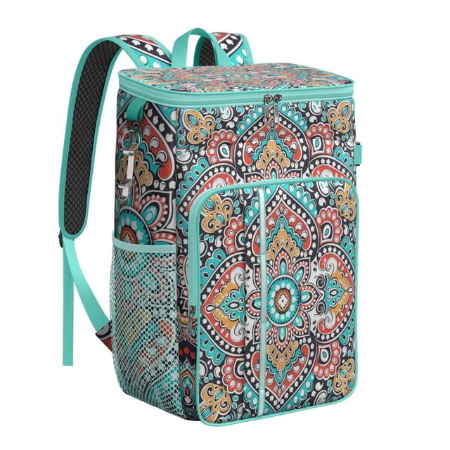 Sac à Dos Isotherme Style Bohème Boho Chic - Sac à Lunch Isolé et Étanche 20L, Mode Vintage