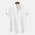 thumbnail image 2 of Mens T-shirts Mens Summer Casual Solid Color Stand Up With Pockets Short Sleeve Shirt Short Sleeve Tee Athletic Long Fitted Top Oversized Tee Shirt Trendy Shirts Men Loose Fit Top White S, 2 of 3