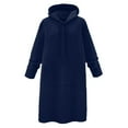 thumbnail image 4 of DHFJKG Women's Longline Hooded Sweatshirt Coat Solid Color Loose Fit Over Knee Casual Hoodies Pocket Outerwear With Drawstring For Fall Winter Trendy Jackets, 4 of 4