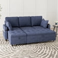 thumbnail image 2 of TTGIEET 84 Inch Pull Out Sofa Bed with 2 USB Port & Cup Holders, L-Shaped Sofa Couch with Storage Chaise, Tufted Convertible Sleeper Sofa for Living Room, Blue, 2 of 8