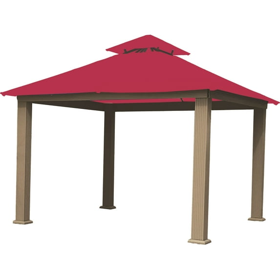 ACACIA 12' x 12' Aluminum Frame with OutDura Soft Top Gazebo in Hibiscus