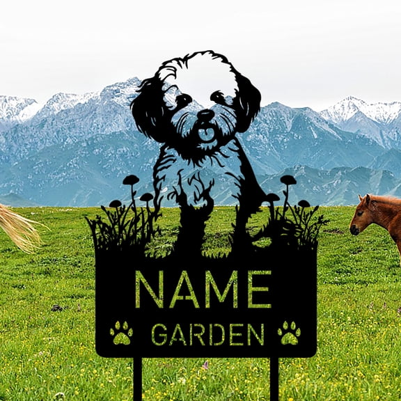 Custom Bichon Frise Dog Metal Memorial Garden Stake Personalized Pet Grave Marker Name Sign Remembrance Stake Decor Sympathy Dog