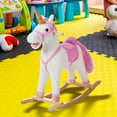 thumbnail image 4 of Happy Trails Ride-On Unicorn Rocking Horse with Sturdy Wooden Base for Toddlers Ages 3 and Up, (White), 4 of 7