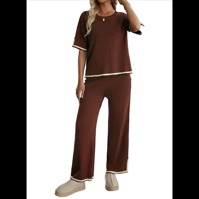 Pantalón de Punto de Corta, Traje Marrón XL