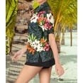 thumbnail image 4 of LA LEELA Button Down Shirt for Women Casual Summer Beach Party Short Sleeve Vacation Blouse Shirt Collared Blouses Hawaiian Shirts Tops for Women S Hibiscus Floral, Multicoloured, 4 of 4