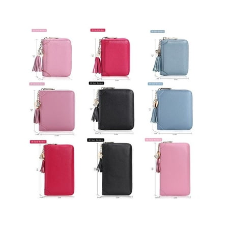 Leather Photo Holder 20/40/60 Card Slots Fashion Women Genuine Leather Wallets Credit Card Holder Document Case Zipper Handbag Purse Long Short Wallets Christmas Valentine's Day Gifts ()