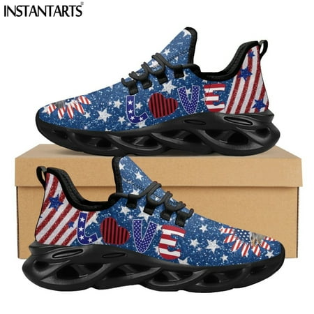 

2024 Women Casual Lace-up Soft Walking Sneakers Brand Design American Flag Print Female Sunflower Flats Footwear