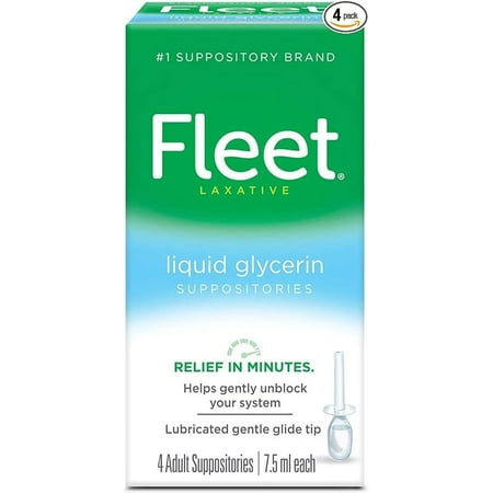 Fleet Liquid Glycerin Suppositories for Adult Constipation, 4 Count | Pack of 4