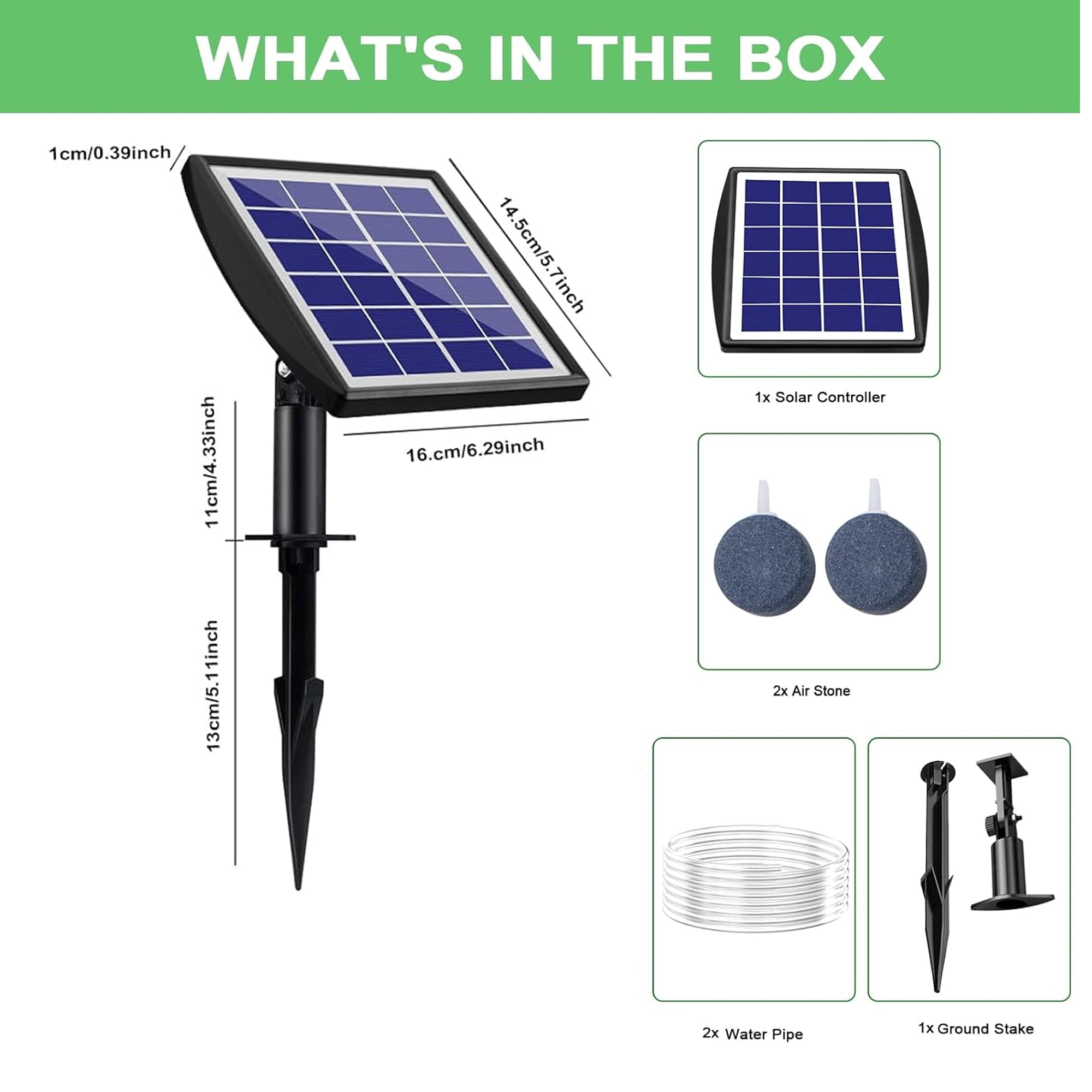 Solar Pond Aerator,Solar Air Pump Solar Powered Pond Pump, 3W Solar Air Pump with 2 Air Bubble Stones for Small Fish Pond, Stock Tank,Aquarium Hydroponics (2 Modes)