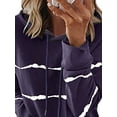 thumbnail image 4 of Gvmfive Women Long Sleeve Stripe Hoodies Pullover Loose Tops, 4 of 5