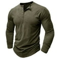 thumbnail image 2 of AIEOTT Men Quarter Button Pullover Lightwigeht Long Sleeve Shirts Cotton Breathable Shirts Loose Fit V Neck Shirt Solid Color Top, 2 of 6
