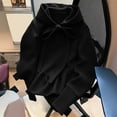 thumbnail image 4 of Qulqfy Hoodies for Women Fleece Black Winter Fall Soft Hooded Casual Ruffle Bow Pullover Long Sleeve Sweatshirt XL, 4 of 6