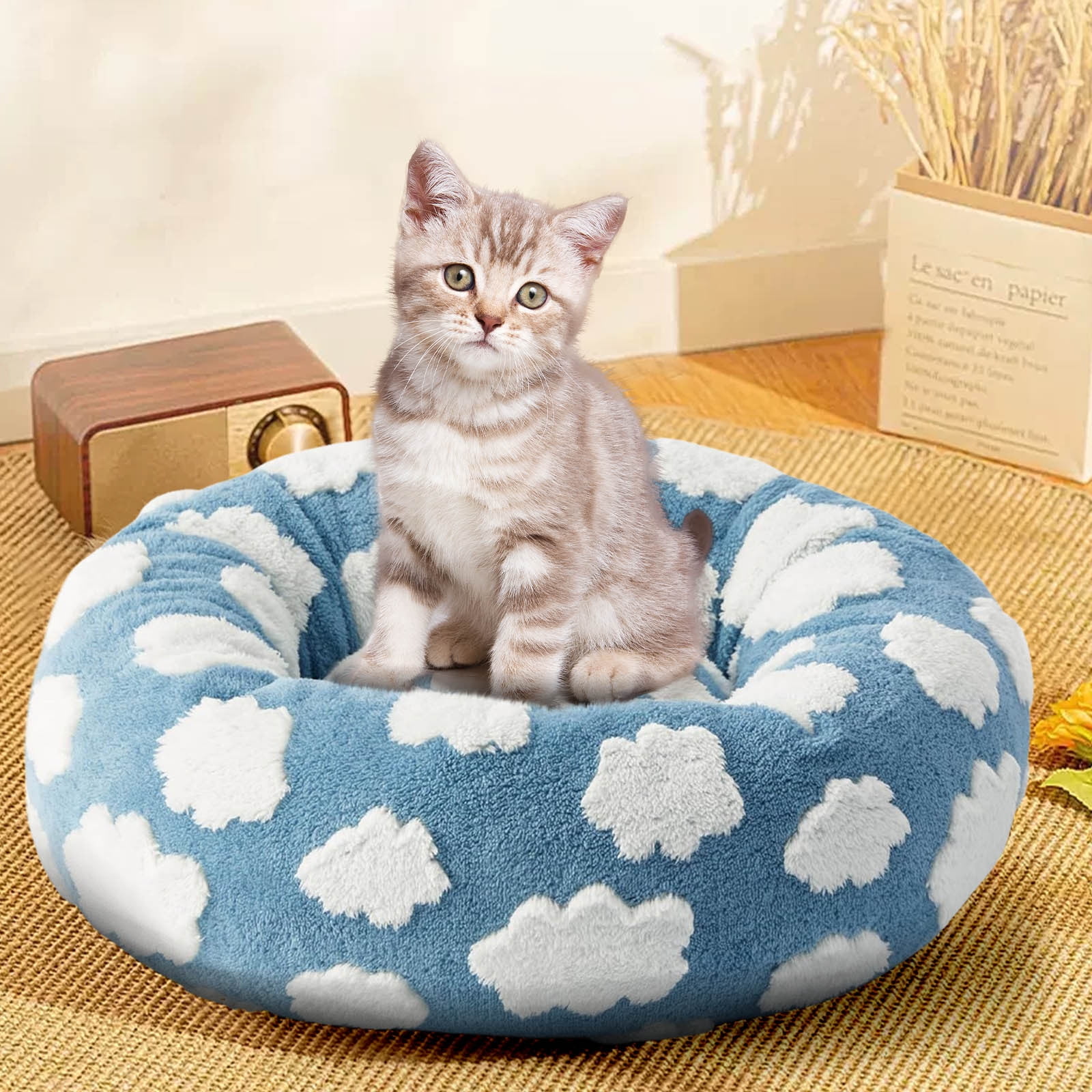 Winter Warm Indoor Round Pet Bed for Medium Dogs Calming Donut Dog Bed for Relief | Elevated Orthopedic Support | Washable Cover | Plush Material | 50x50cm | Ultimate Comfort Rest