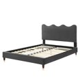 thumbnail image 6 of Platform Bed Frame, Twin Size, Charcoal Grey Gray, Velvet, Modern Contemporary, Bedroom Master Guest Suite Room, 6 of 10