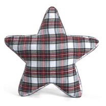 Plaid Pentacle Star Cushion Pillow with Filling, Christmas Decoration, Soft Comfort, Home Decor