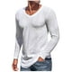 thumbnail image 1 of pstuiky hombres de manga larga, Camisa informal de manga larga con cuello en V y malla de color liso para hombre salir tops s, 1 of 6