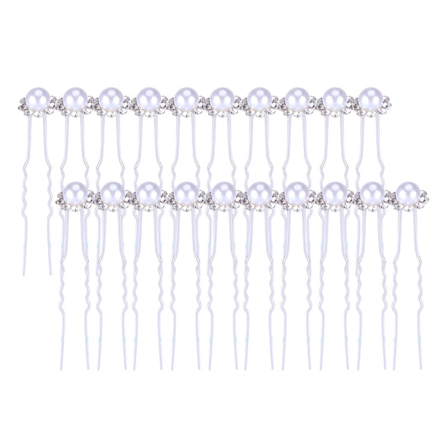 Miangastore Rhinestone Barrettes Silver Alloy Rhinestone 20Pcs 2.8X0.6X0.6In