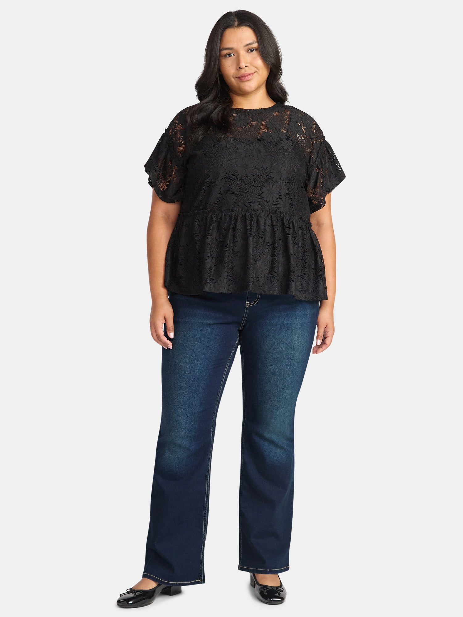 Terra & Sky Women's Plus Lace Peplum Top, Sizes 0X-5X