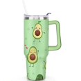 thumbnail image 2 of 40oz Kawaii Green Avocado Design Stainless Steel Flip Straw Tumbler Spill Proof Travel Cup Double Wall Vacuum Insulated Coffee Mug with Top Handle, 2 of 6