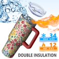 thumbnail image 5 of OBREWU Pioneer Flower Tumbler with Handle and Lid,Pioneer Flower 40oz Double Wall Vacuum Insulated Tumbler,Cups Gift for Women and Men, 5 of 7