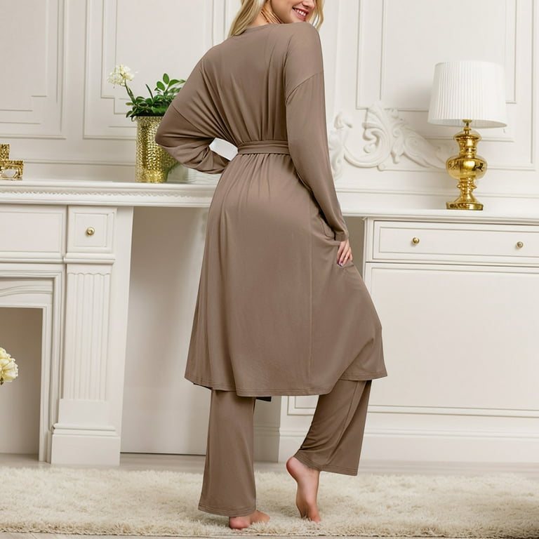 JHLZHS Pants Suits for Women Dressy Women s Solid Color Vest Long Sleeve Cape Coat Wide Leg Pants Casual Three Piece Set Pants Suit Formal Pant Suits for Women Dressy Wedding