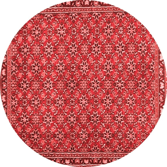 Ahgly Company Indoor Round Abstract Red Contemporary Area Rugs, 8' Round