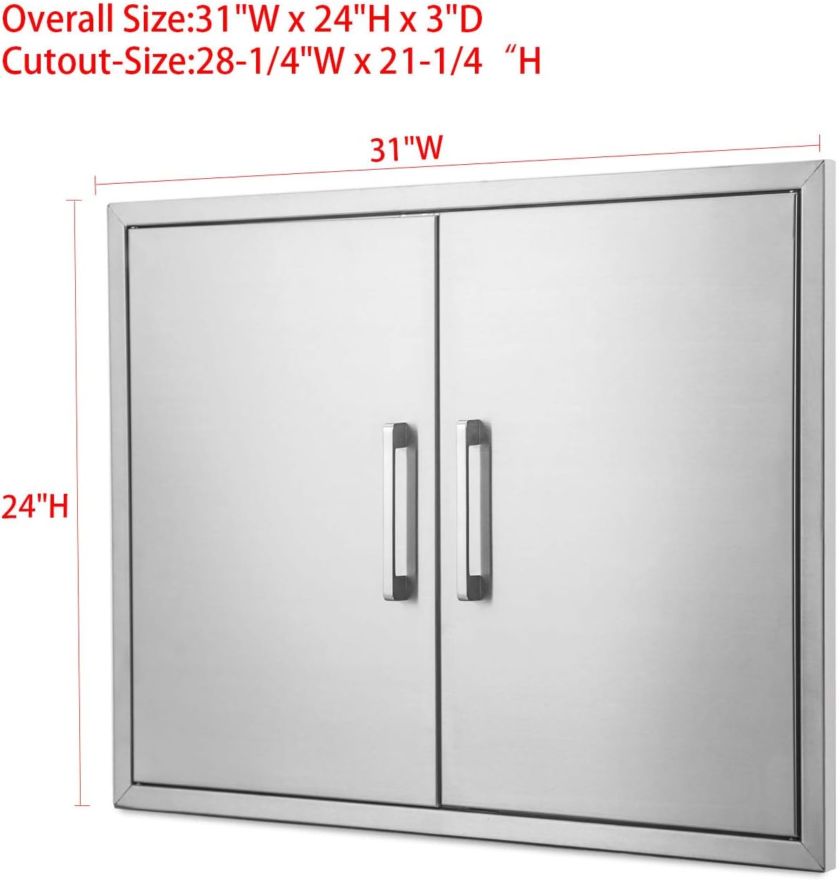 31" Wx24" H Outdoor Kitchen Double Access Doors Stainless Steel, Flush Mount for Outdoor Kitchen and BBQ Island