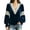 Dark Blue, variant on Lutiedan Velvet Tops for Women Lace V Neck Puff Long Sleeve Shirts Dressy Casual Fall Winter Velour Blouses S-XXL