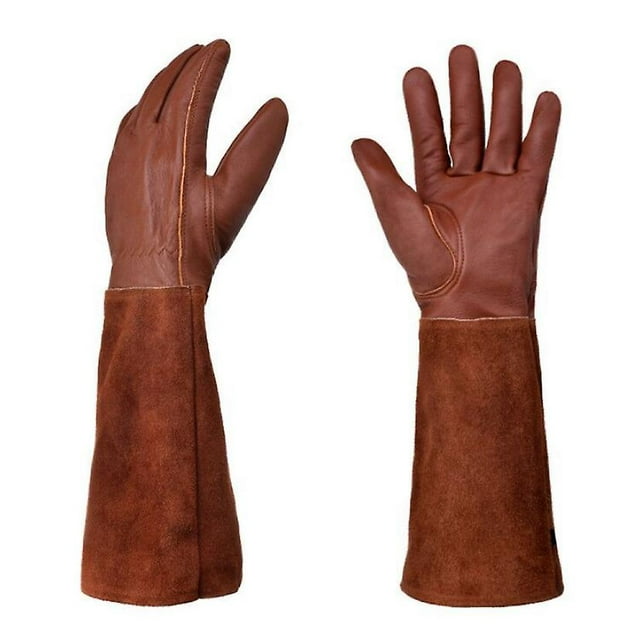 Guantes de Jardinería Largos de Piel de Ciervo, Marrón Oscuro-43CM- Teléfono móvil Teléfono móvil Accesorios para teléfonos móviles