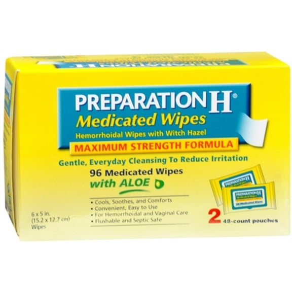 Preparation H Medicated Wipes 96 Each (Pack of 3)