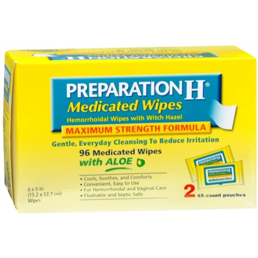 Preparation H Medicated Wipes 96 Each (Pack of 2)
