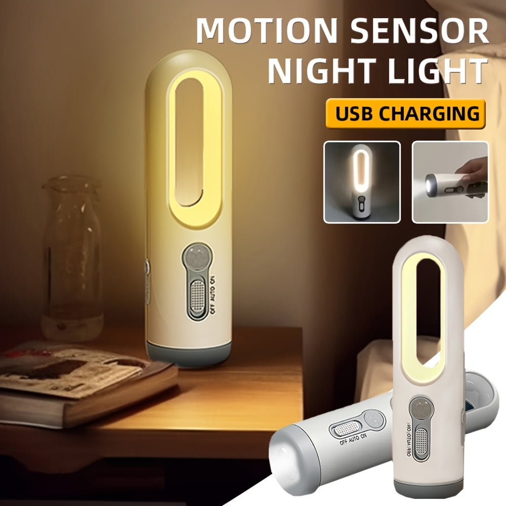 Rechargeable Motion Sensor Night Light 3 in 1 Portable LED Night Light Flashlight for Bedroom, Bathroom and Camping Outdoor