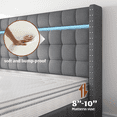 thumbnail image 2 of EnHomee Upholstered Full  Size Bed Frame with 3  Storage Drawers & LED Light & Adjustable Headboard,Grey, 2 of 9