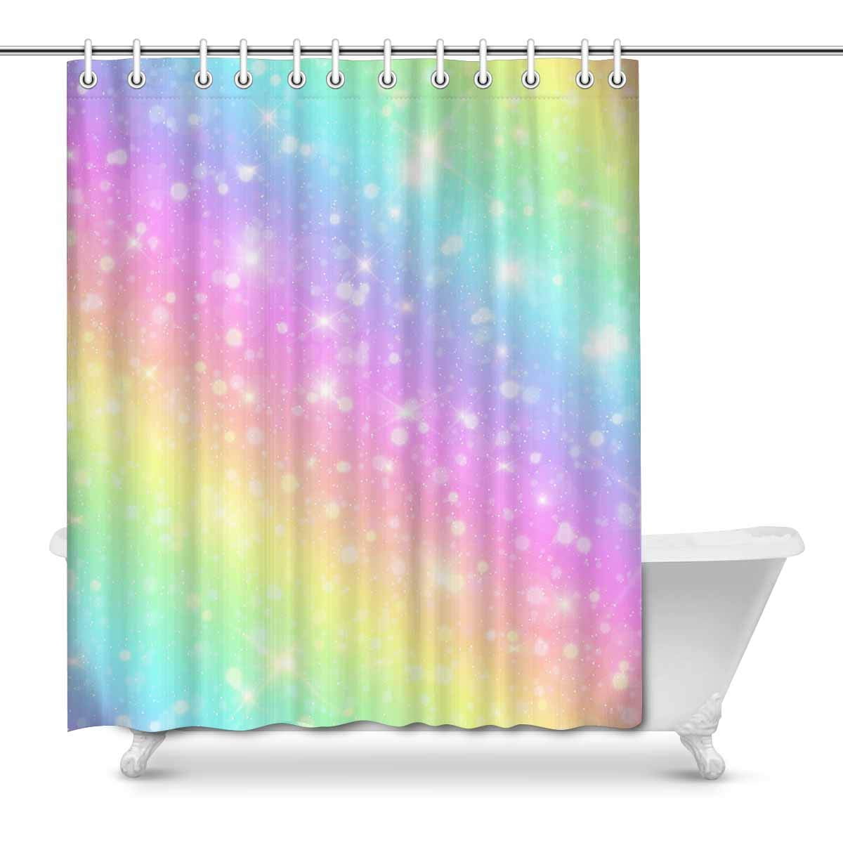 Mkhert E Galaxy Fantasy Pastel Clouds Sky Rainbow Home Decor Waterproof Polyester Fabric Shower Curtain Bathroom Sets Hooks 66x72 Inch Mkhert E Galaxy Fantasy Pastel