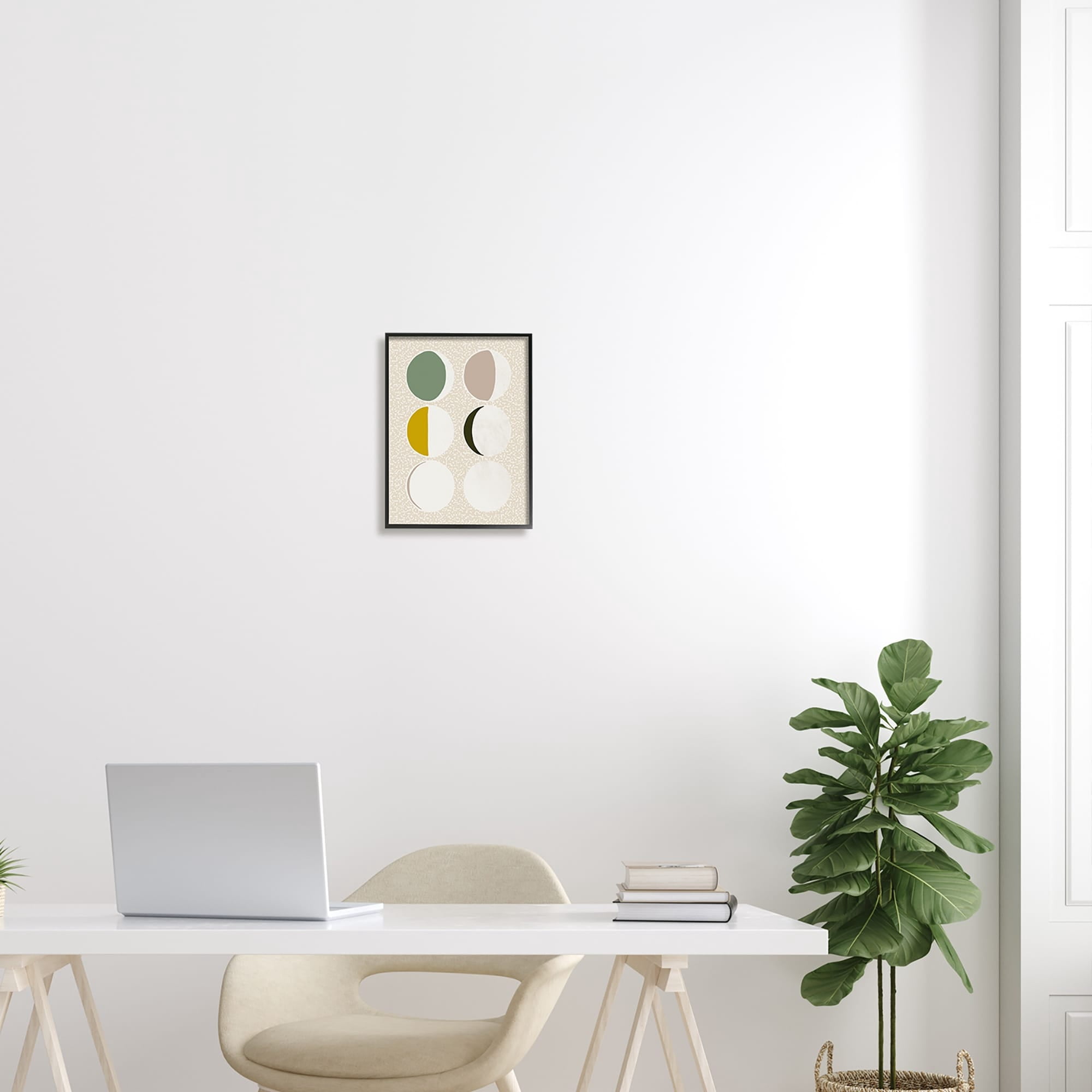 Stupell Industries Boho Contemporary Moon Phases Abstract Painting Gray Framed Art Print Wall Art