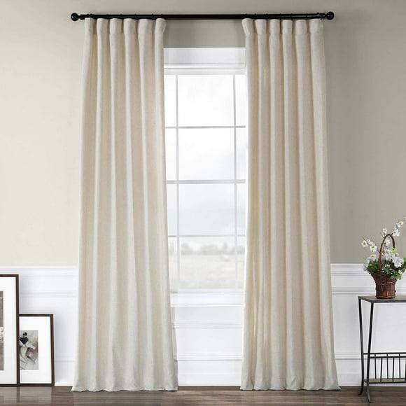 Exclusive Fabrics & Furnishings Half Price Drapes Heavy Faux Linen Window Single Curtain Panel, 50 Inches x 96 Inches, Barley