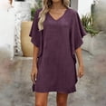 thumbnail image 4 of Swimsuit Coverup for Women V Neck Ruffled Beach Cover Ups Loose Fit Swimwear Swim Cover Up Beachwear, 4 of 6