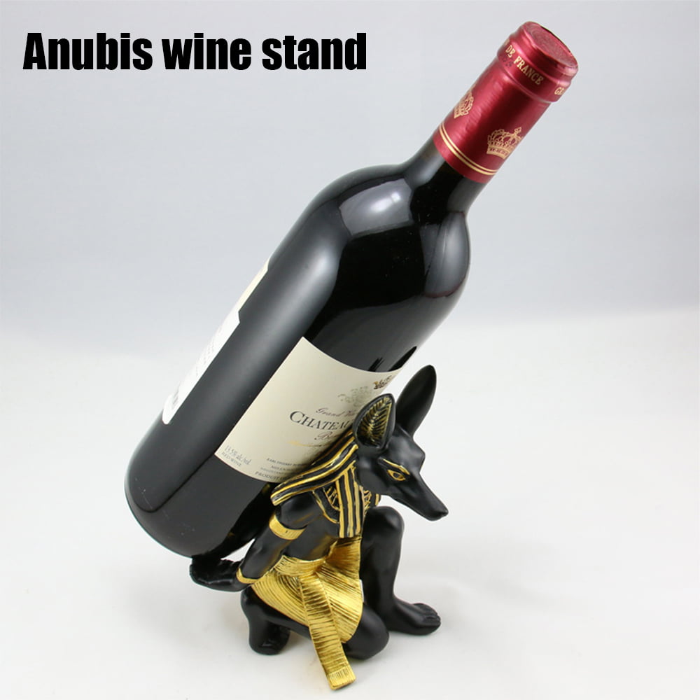 Resin - Anubis Fantes Anubis God Wine Holder Ancient Egyptian Deity Wine Bottle Stand Rack Premium Resin Material Novelty Gift for Kitchen Home Room Decoration 