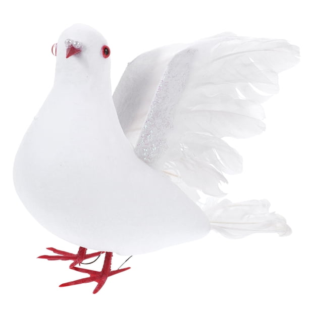 GOOHOCHY Palomas artificiales de gran tamaño con alas estirables, palomas de la paz, accesorios fotográficos para decoración del hogar y bodas (blanco)