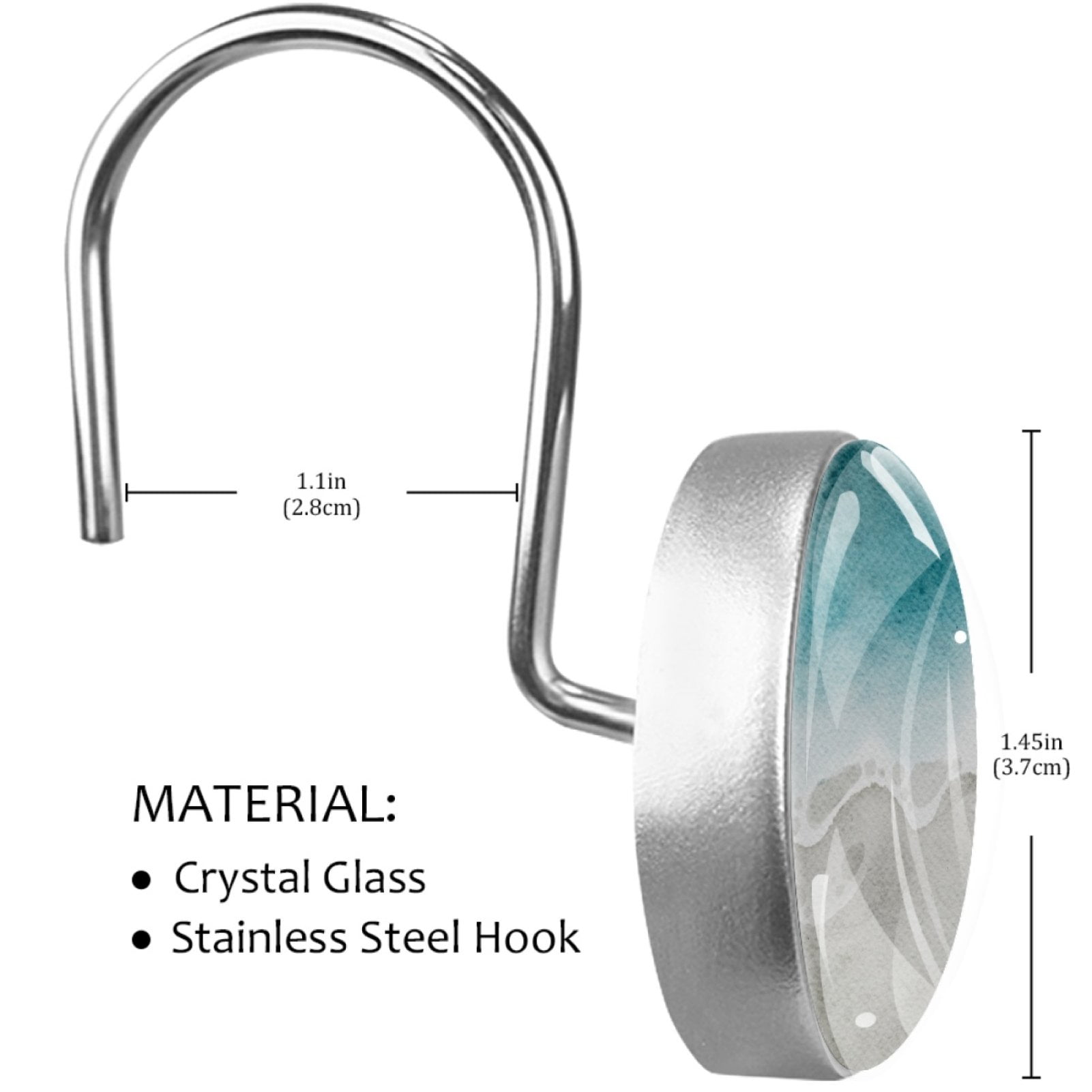 HemaKayy 12 Pcs Decorative Shower Curtain Hooks - Stainless Steel Rings for Bathroom Décor - Easy Glide & Secure Hold - Perfect Decoration for Bathroom Shower Rods - Sea Ocean Seaside