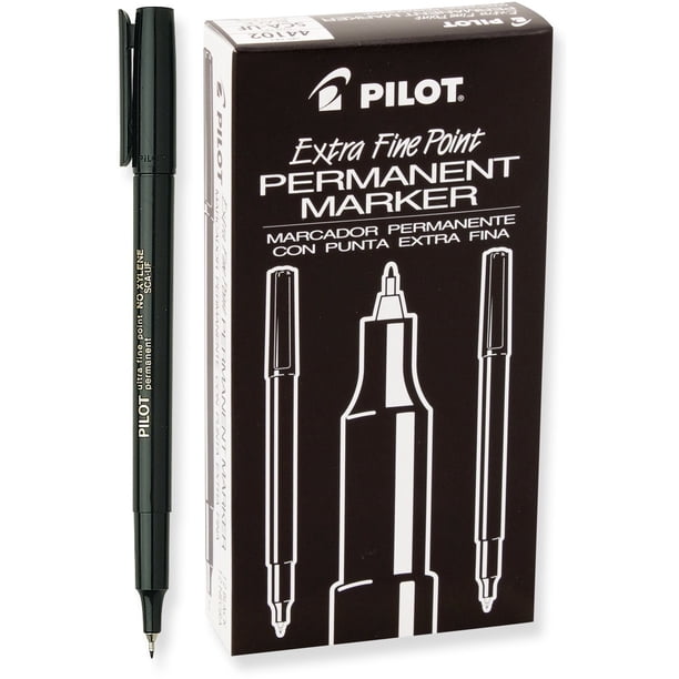 Marcador Permanente PILOT Punta Extra Fina Tinta Negra Paquete de 12