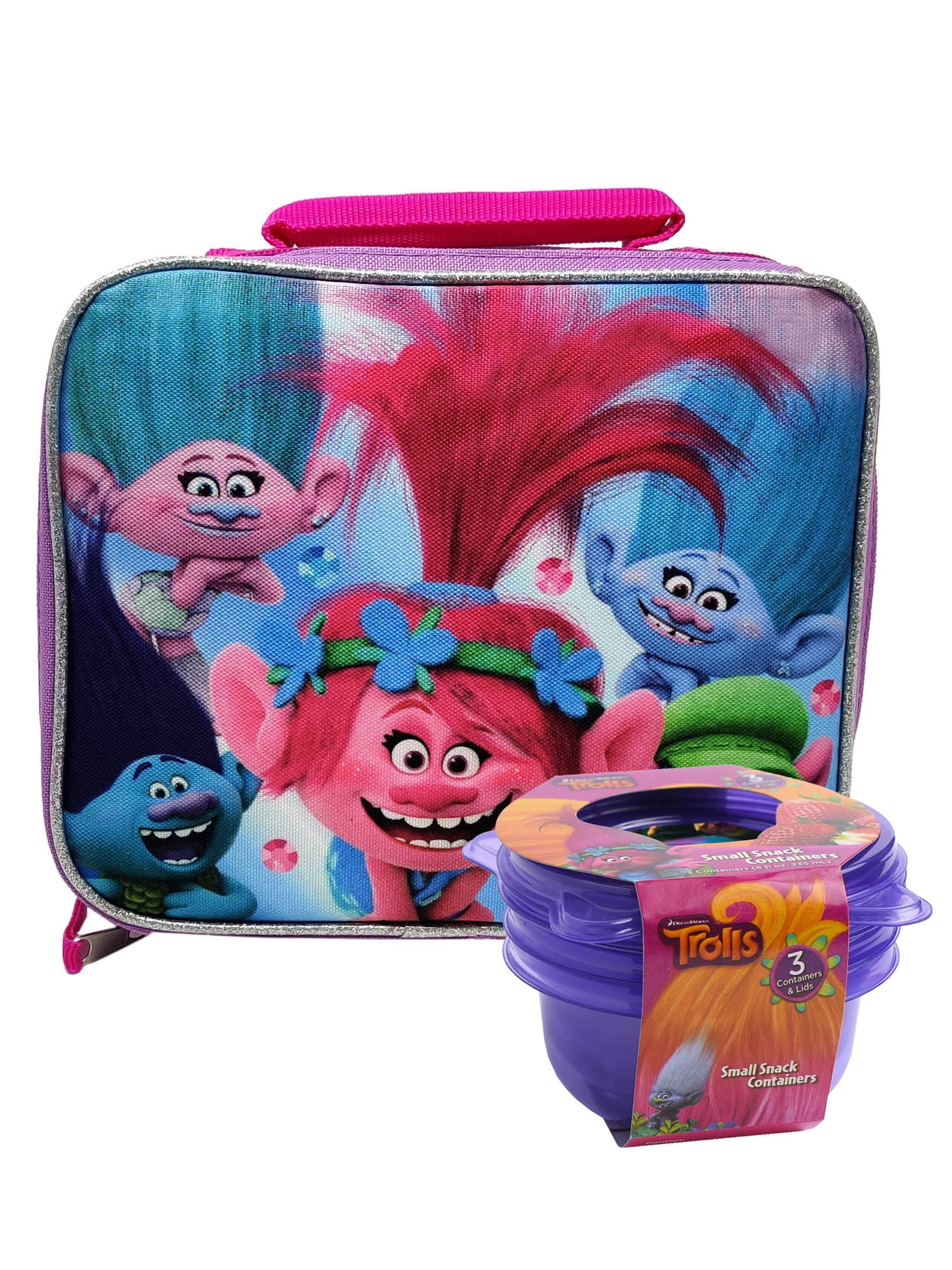 Girls Trolls Poppy Insulated Lunch Bag w/ 8 oz Reusable Snack