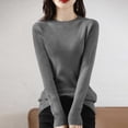 thumbnail image 4 of Womens Knitted Basic Tops, Long Sleeve Shirts for Women Fall Winter Casual Solid Color Slimming Fit Crewneck Sweaters, 4 of 4