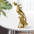 thumbnail image 2 of Statue Hand-Held Rose Desktop Modern Living Room Study Home Decoration Resin Sculpture Figurines Birthday Ornament Wedding Gift Rose Golden, 2 of 8
