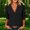 Black, variant on Women's Hidden Snap V Neck Cardigan 3/4 Sleeve Shirts Dual Patch Pocket Solid Color Stretch Knit Layering Blouse Tops S-XXL