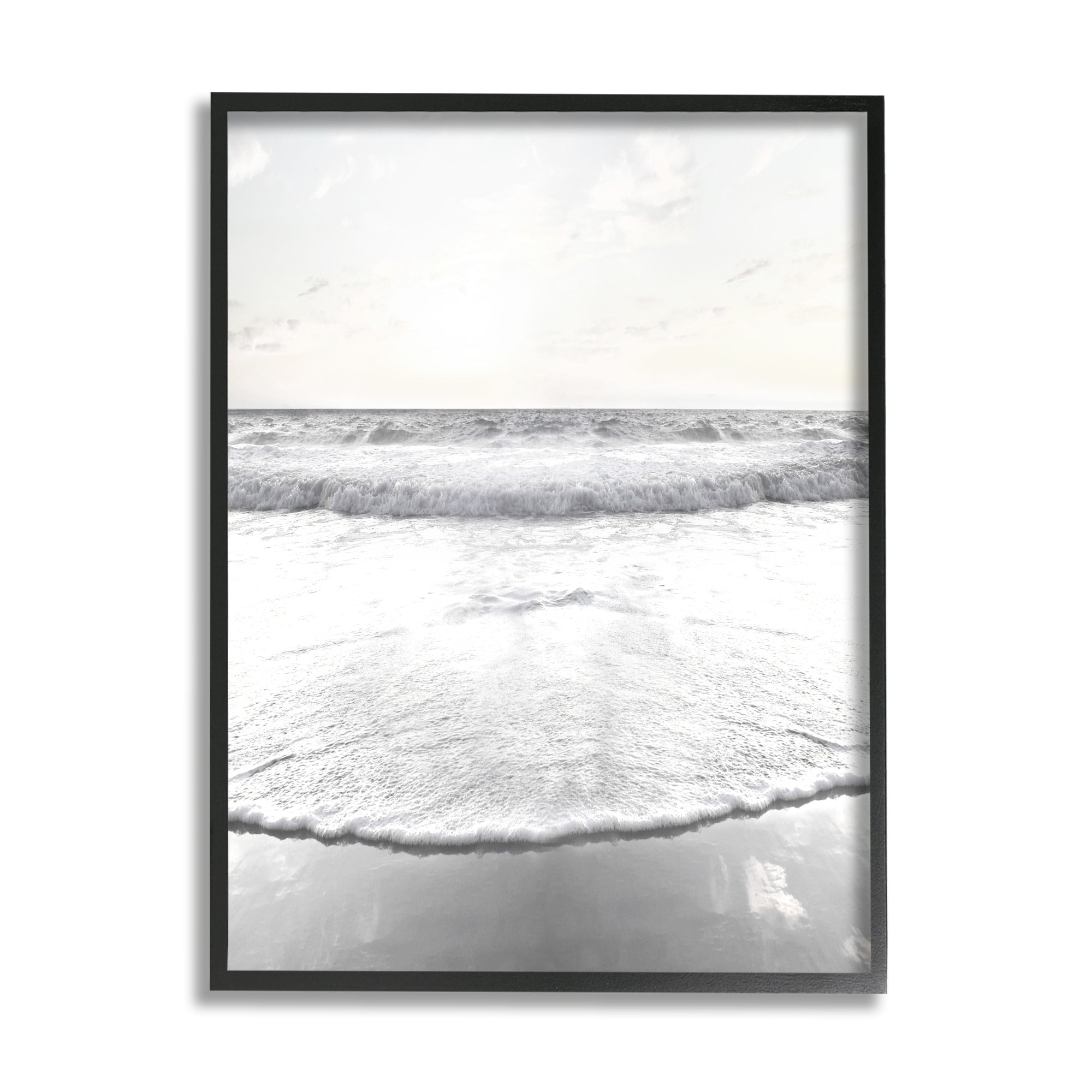 Stupell Industries Ocean Water Waves Rushing Shoreline Sunny Scene Photograph Black Framed Art Print Wall Art, Design by Natalie Carpentieri