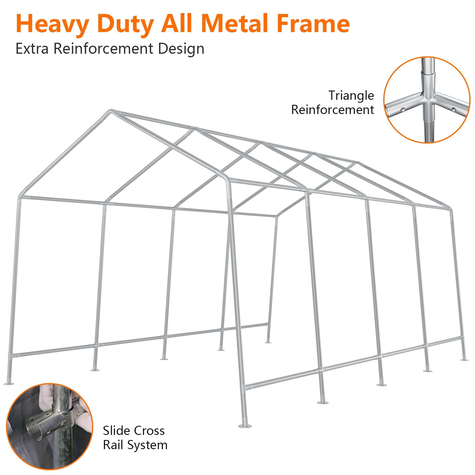 Luku Heavy-Duty Carport Canopy with Removable Side Walls and Door, Waterproof Portable Garage， Carport Shelter Reinforced Structure for Bicycles, Motorcycles and Gardening Tools